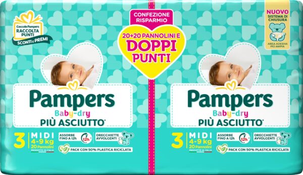 pampers baby dry pacco doppio 3° X40